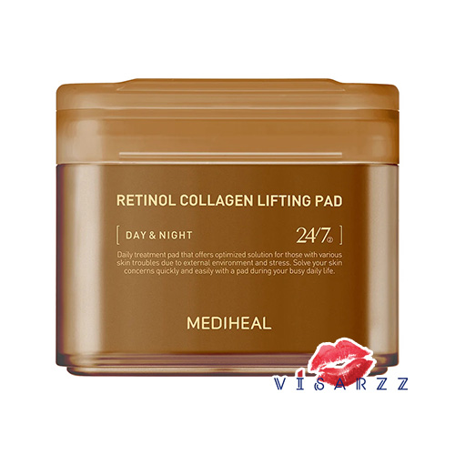 (ฉลากไทย น้ำตาล) Mediheal Retinol Collagen Lifting Toner Pad 180mL 100 แผ่น สูตรยกกระชับผิว ลดเลือนริ้วรอย ส่วนผสมของเรตินอล และ คอลลาเจน ช่วยยกกระชับผิว