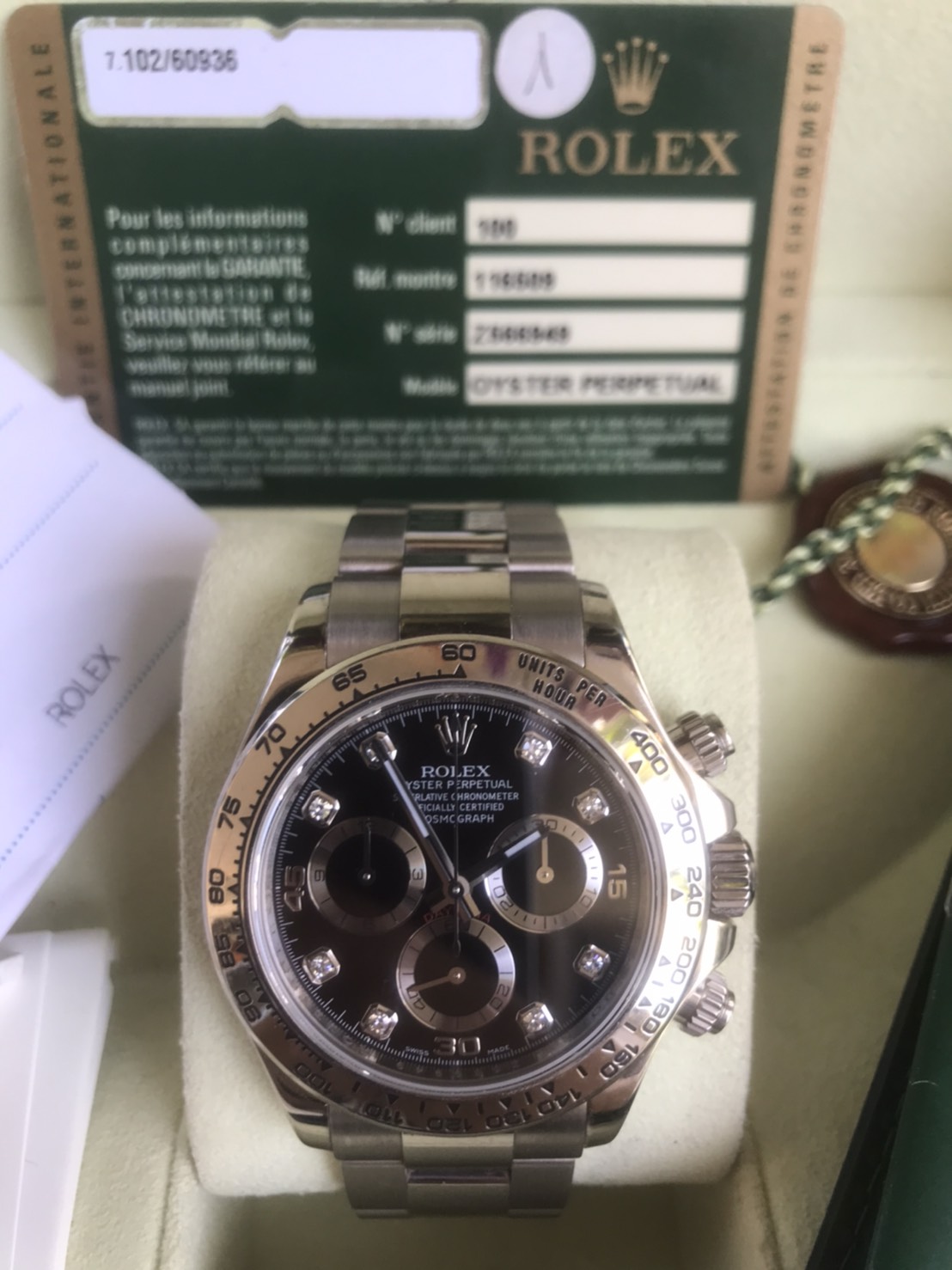Rolex Cosmograph Daytona White Gold / Black Diamond 116509