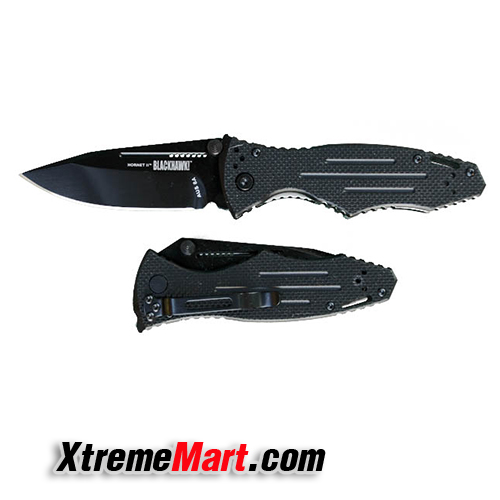 มีดพับ Blackhawk Hornet II, Black G-10 Handle Black Blade Plain Edge