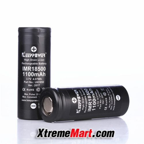 แบตเตอรี่ Keeppower ขนาด 18500 ความจุ 1100mAh 3.7V IMR Rechargeable Lithium Battery ไม่มีวงจร(ก้อนละ)