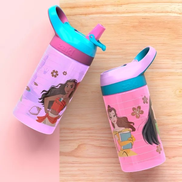 กระติกน้ำพร้อมหลอดดื่มสำหรับเด็ก Zak! Disney Princess 16 Oz. Water Bottle (2-Pack)