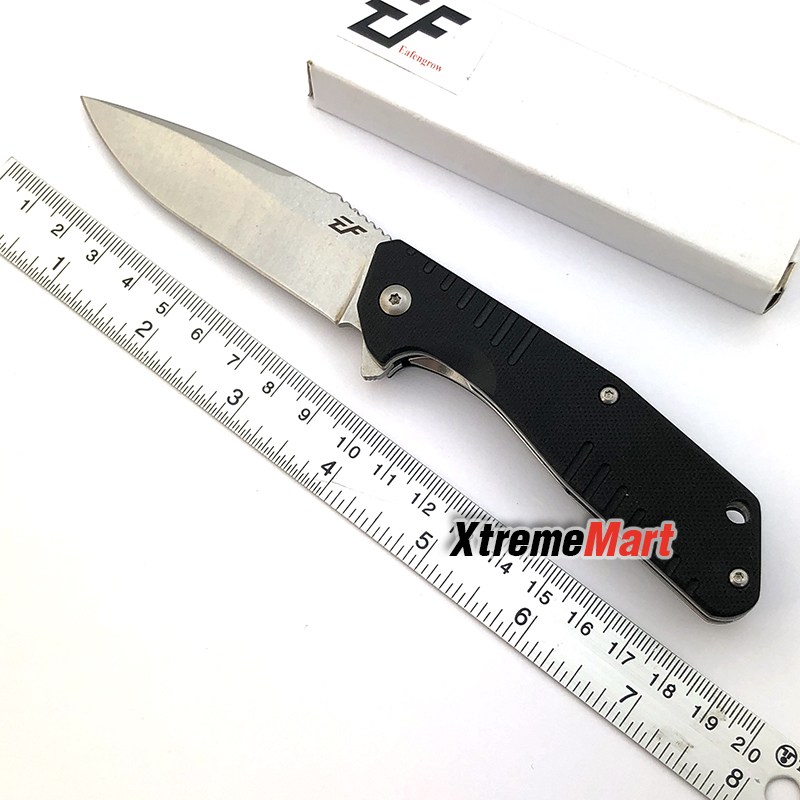 มีดพับ Eafengrow 02BS ด้ามดำ ใบเงิน stonewash D2 Blade Pocket Knives G10 Handle (เล่มละ)
