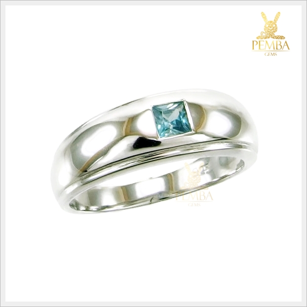 แหวนเพทายแท้ ทรงสี่เหลี่ยม เม็ดเดี่ยว เท่อย่างมีสไตล์ แหวนพลอยแท้