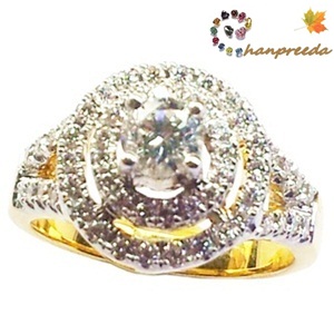 Diamond Ring แหวนเพชร ล้อมเพชร 2 ชั้น เพชรเม็ดกลาง 0.29 กะรัต เพชรล้อม 54 เม็ด หนัก 0.50 กะรัต GVVS หน้ากว้าง 1.1 ซม. ขนาด #48.5