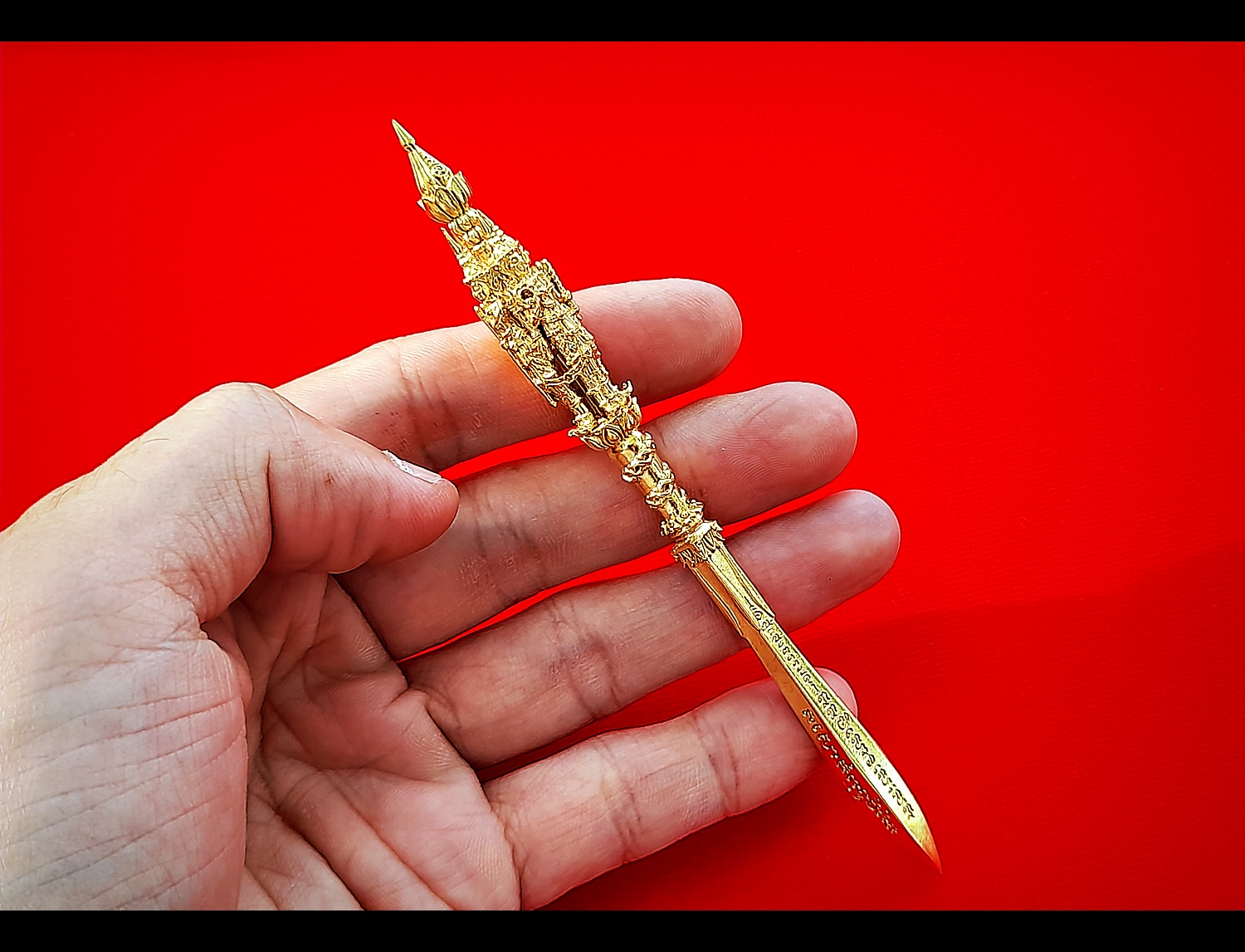 พระขรรค์โสฬส ศรีสรรเพชญ์ ที่๑ (ด้ามท้าวมหาราช ทั้ง4องค์ ท้าวจตุโลกบาล) (เข้าพิธีปลุกเสกมีดหมอเพชราวุธ วัดท่าขนุน ปี2558) ชุบทองแท้ #รับประกันแท้