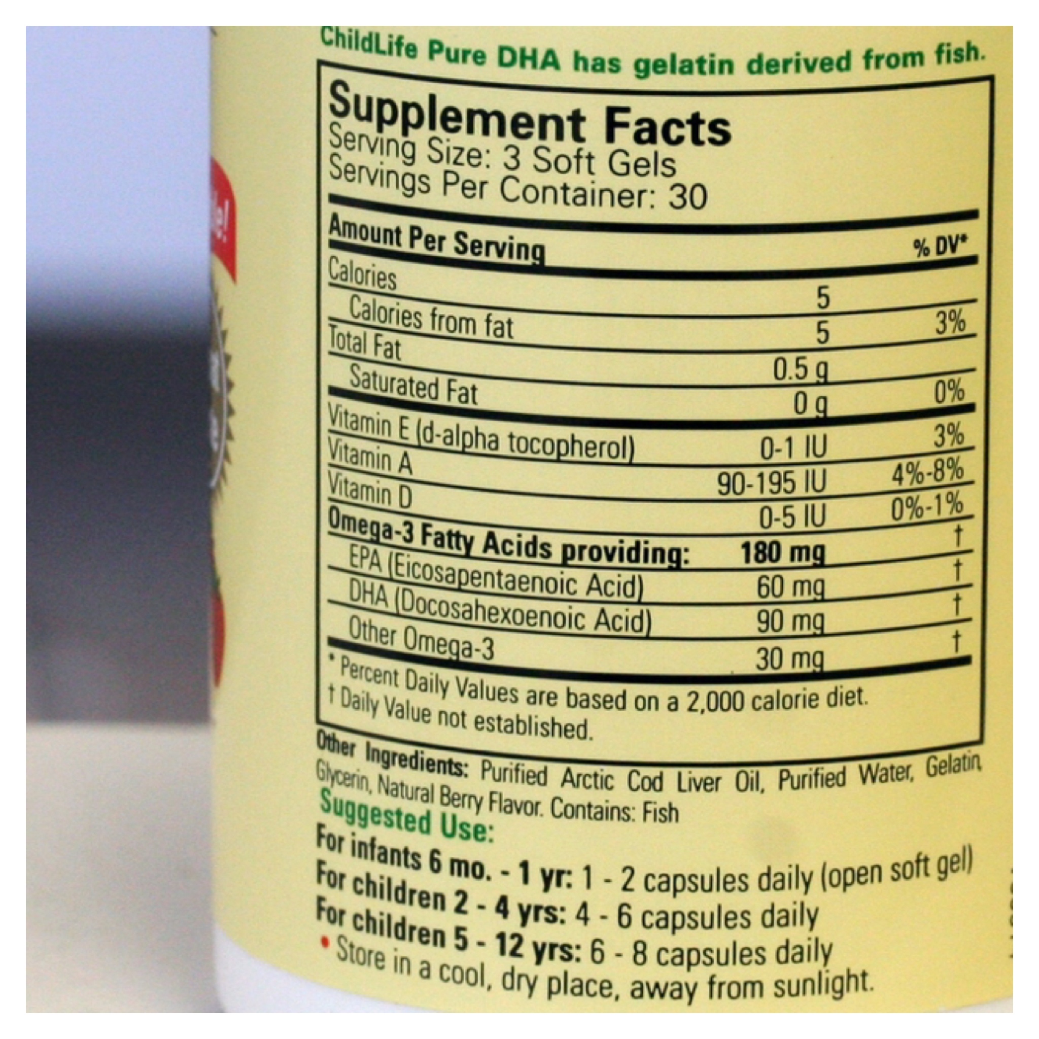 วิตามินบำรุงสมองและระบบประสาทสำหรับเด็ก ChildLife Essentials Pure DHA Chewable - Natural Berry Flavor