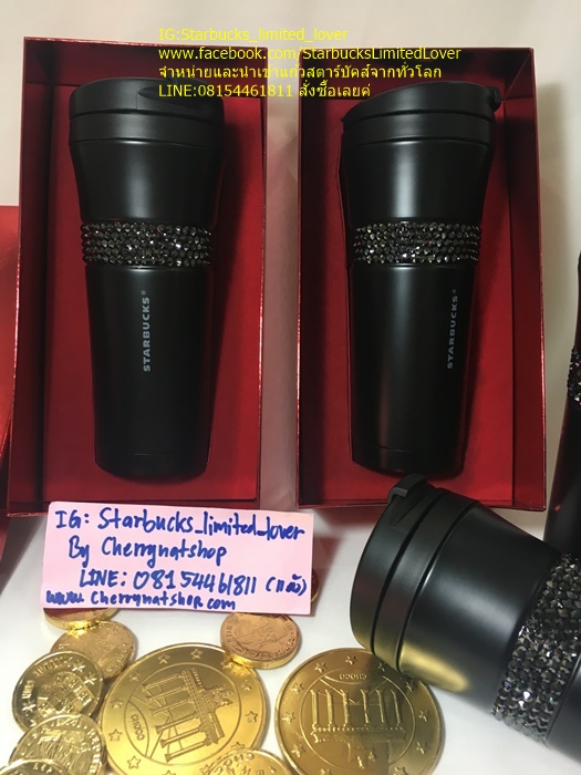 แก้วสตาร์บัคส์ล้อมเพชร,แก้วสตาร์บัคส์หายาก,แก้วสตาร์บัคส์อเมริกา!Starbucks USA Very Rare ,Luxury Limited USA stainless steel tumbler adorne with Swarovski crystals