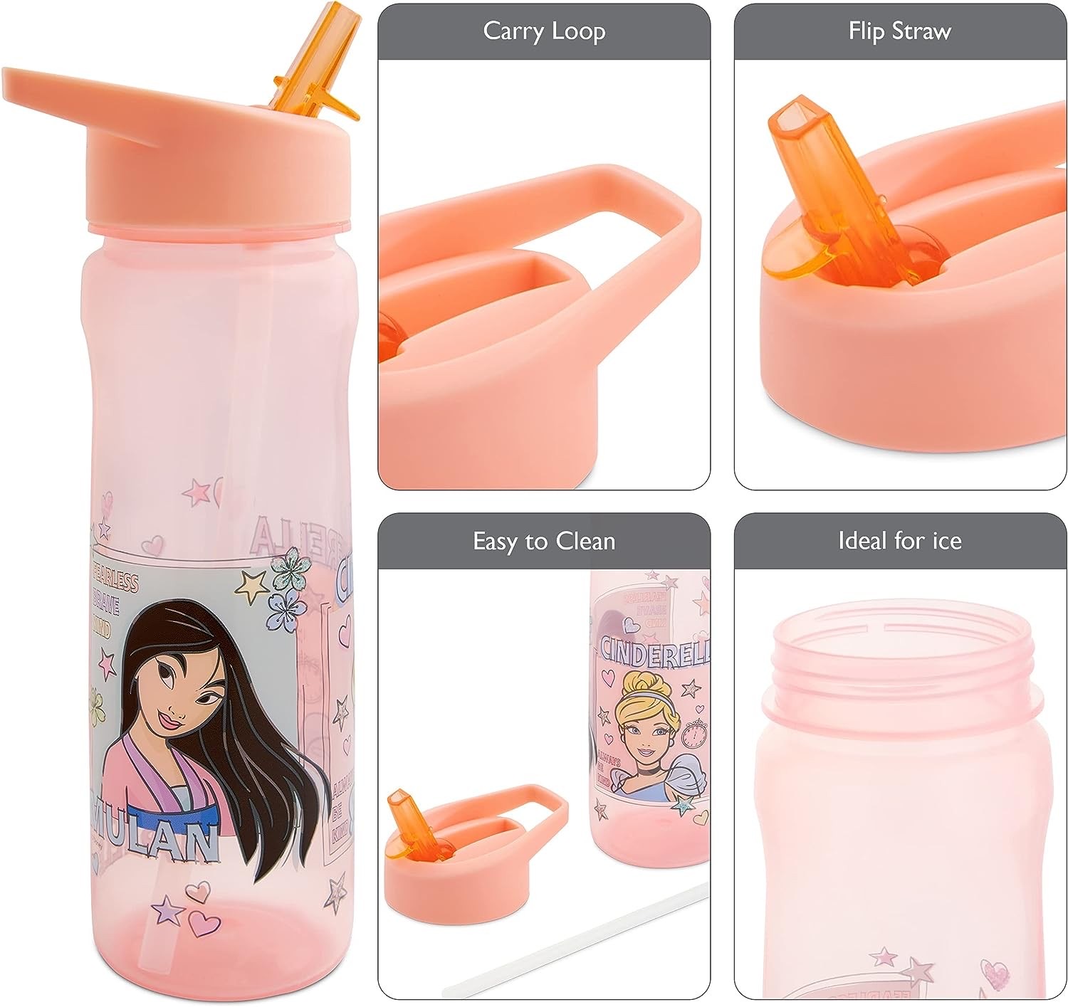 กระติกน้ำแบบหลอดดื่มสำหรับเด็ก DNC Disney Felt Pen Princess Sport Bottle 600ml