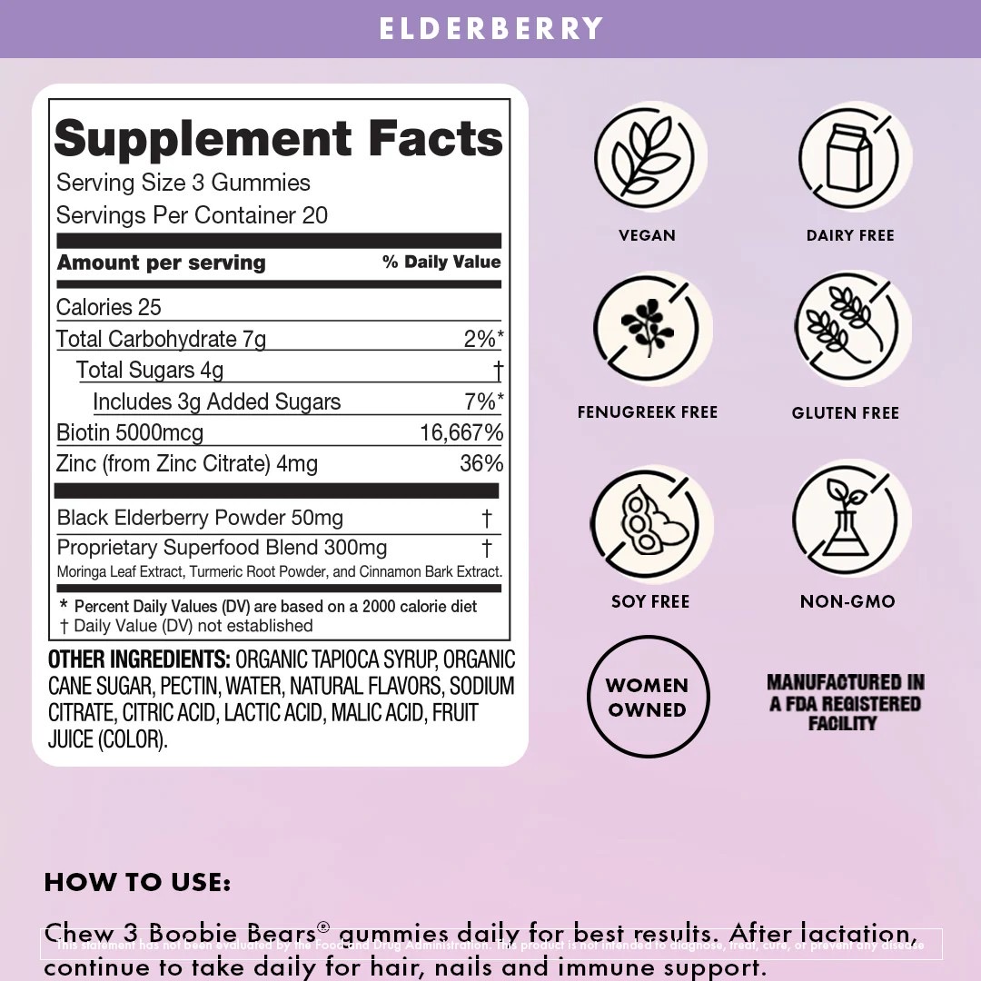 กัมมี่กระตุ้นการผลิตน้ำนมพร้อมบำรุงร่างกายคุณแม่ BOOBIE* Bears Mom's Miracle Superfood Lactation Gummies (60 Gummies)