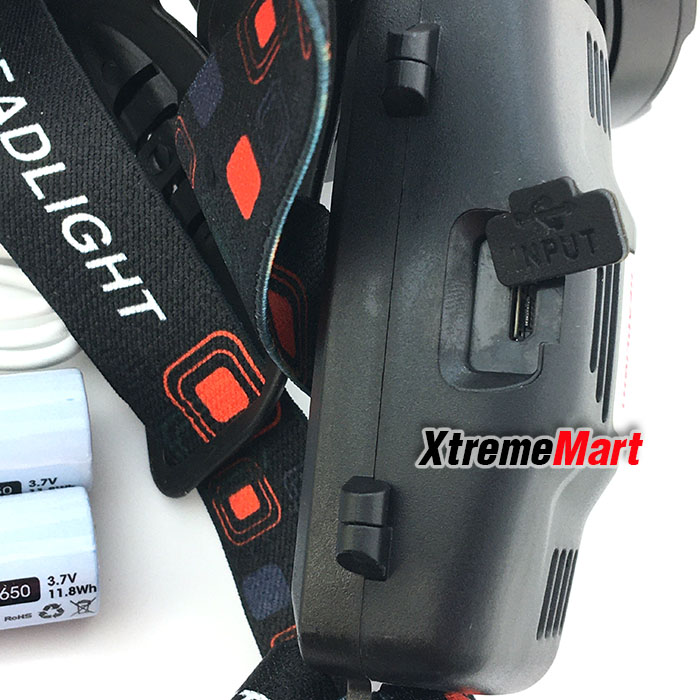 ชุดเซตไฟฉายคาดหัวซูม Ultrafire FA-F38-P50 LED แสงสีขาว สว่างมาก พร้อมแบตเตอรี่และสายชาร์จ USB