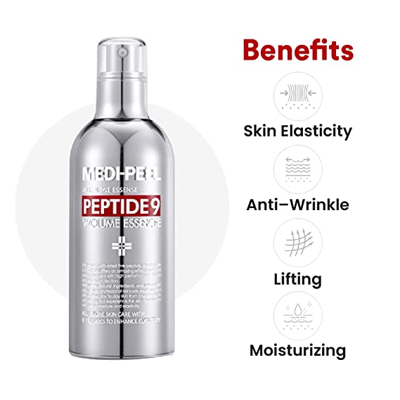 (กล่องเงินคาดแดง 100mL) Medi-Peel Peptide9 Volume Essence All in One Essence เมดิพีลเอสเซนส์เปปไทด์บำรุงผิวหน้า ให้ผิวชุ่มชื้น ยืดหยุ่น กระขับ และลดริ้วรอยแห่งวัย