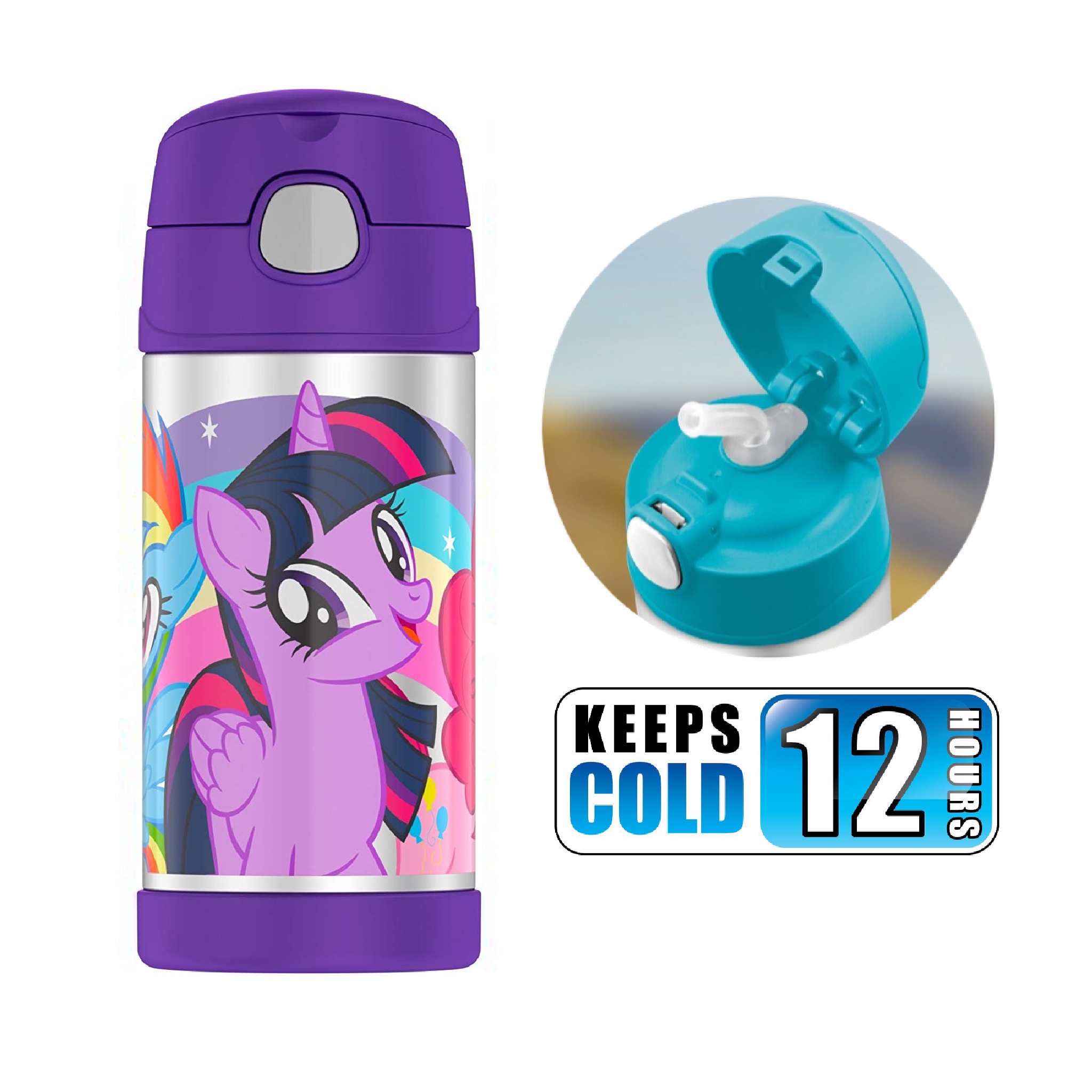 กระติกน้ำสเตนเลสรักษาอุณหภูมิ Thermos FUNtainer Vacuum Insulated Stainless Steel Bottle 12OZ (My Little Pony 2)