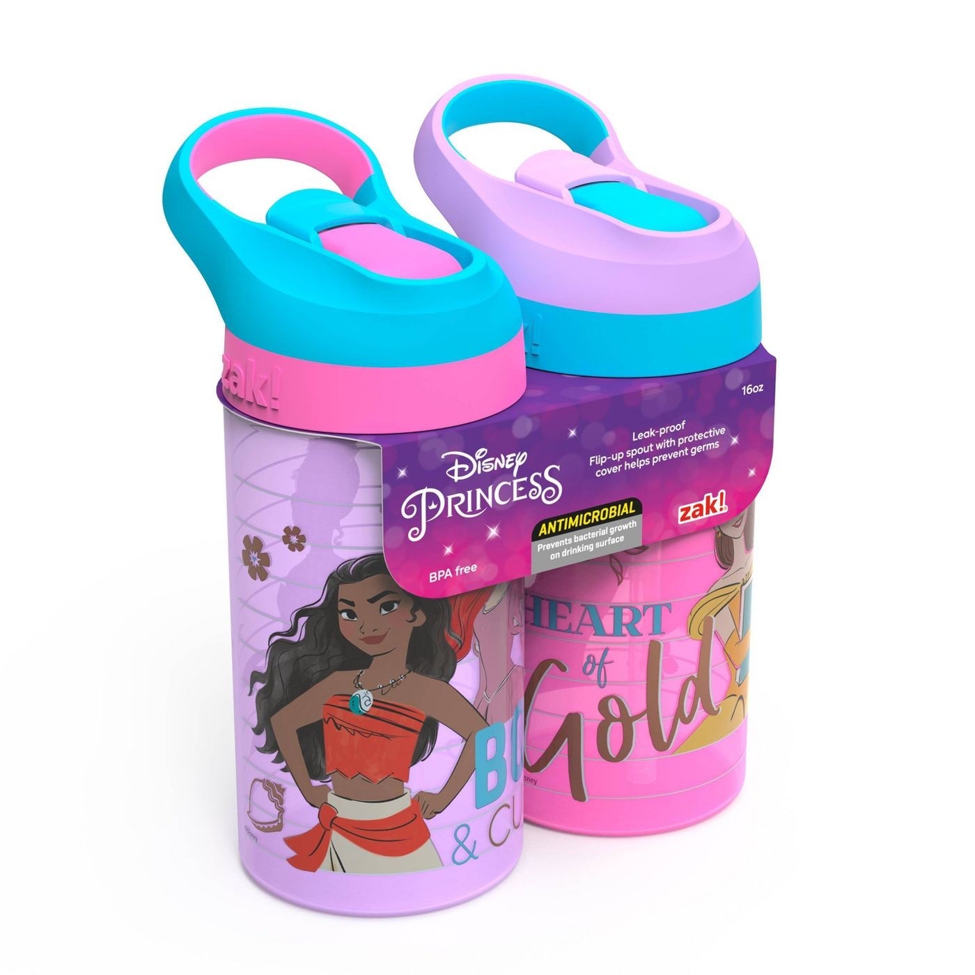 กระติกน้ำพร้อมหลอดดื่มสำหรับเด็ก Zak! Disney Princess 16 Oz. Water Bottle (2-Pack)