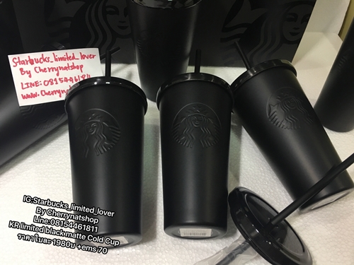 สายdark,สายเข้มไม่ควรพลาด Starbucks Cold Cup Stainless Steel Matte Black 16 ozหลอดพลาสติกดำ แก้วดำ