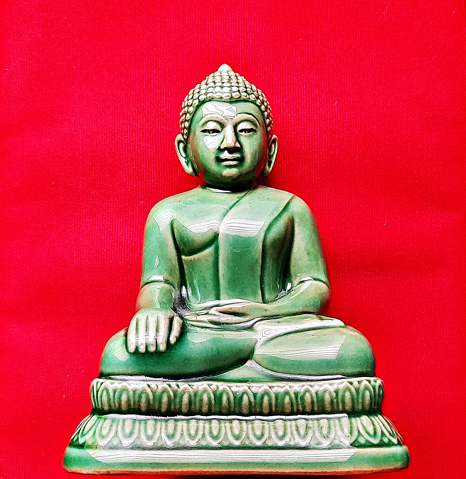 รูปหล่อ หลวงพ่อสำเร็จศักสิทธิ์ เนื้อกระเบื้อง สีเขียวเคลือบเงา(เขียวเหนียวทรัพย์) ใต้ฐานจารยันต์เต็มสูตร (หน้าตัก3นิ้ว) ปี2561 #รับประกันแท้