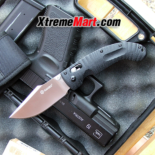มีดพับ Ganzo G711 Folding Knife 440c Blade G10 Handle w/ Clip & Nylon Sheath