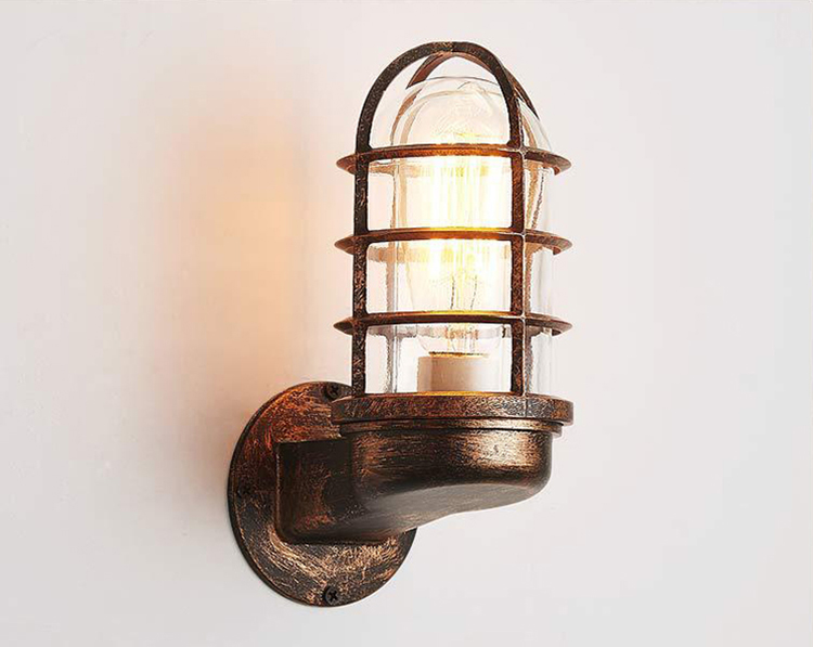 โคมไฟติดผนังภายนอก-ภายใน สไตล์ Industrial มีแก้วใสครอบ [BH023]