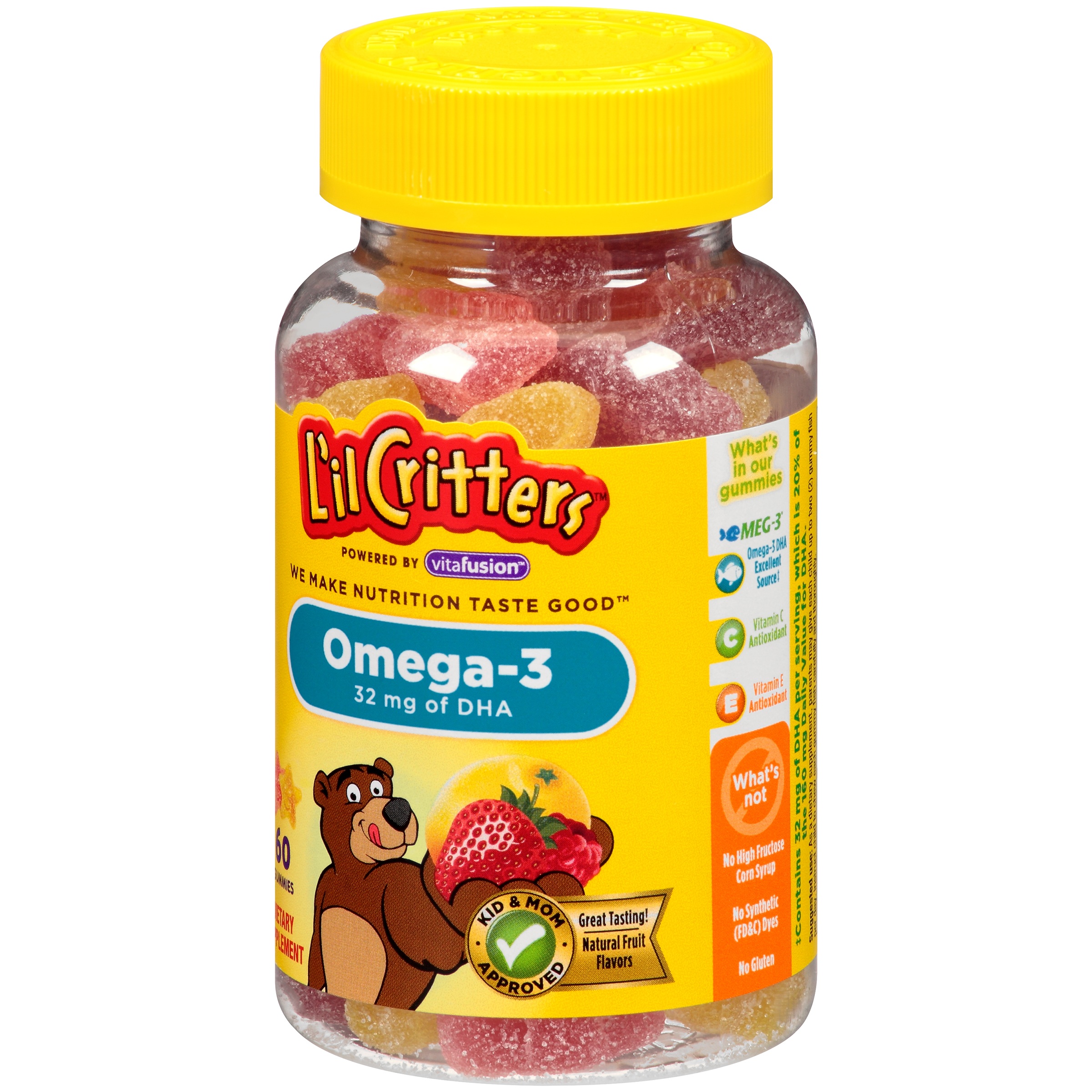 วิตามินเสริมโอเมก้าและดีเอชเอแบบกัมมี่เคี้ยวหนึบ L'il Critters Omega-3 Gummy
