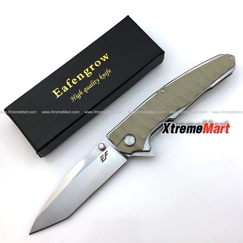 มีดพับ Eafengrow EF913 ด้ามน้ำตาล ใบ Tanto D2 Blade ด้าม G10 Handle Folding knife Survival Camping tool tactical knife (เล่มละ)