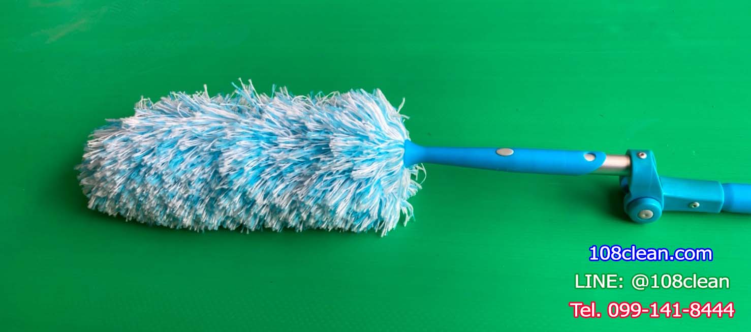 ไม้ปัดไมโครไฟเบอร์ ด้ามปรับระดับยืดได้ สีฟ้า