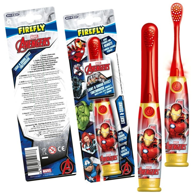 แปรงสีฟันพร้อมแสงไฟและเสียงดนตรี FireFly Avengers Iron Man Light & Sound Effect Toothbrush