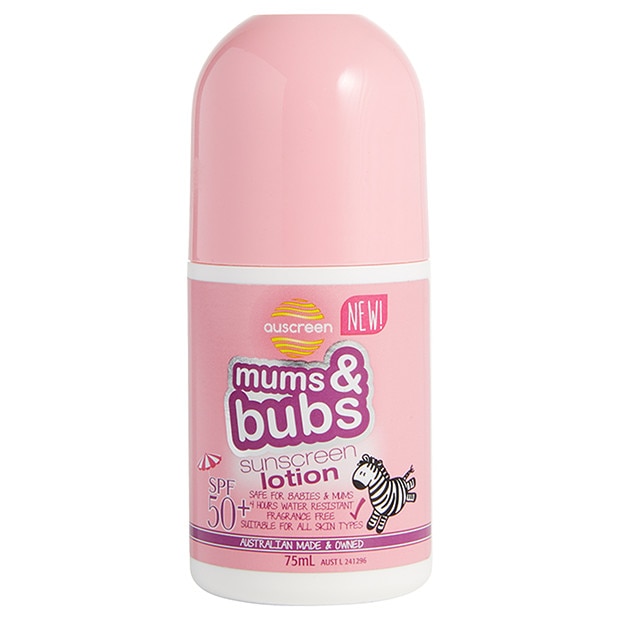 โรลออนกันแดดพร้อมบำรุงผิวสำหรับคุณแม่และเบบี๋ auscreen รุ่น Mums & Bubs Sunscreen Roll-On Lotion SPF50+