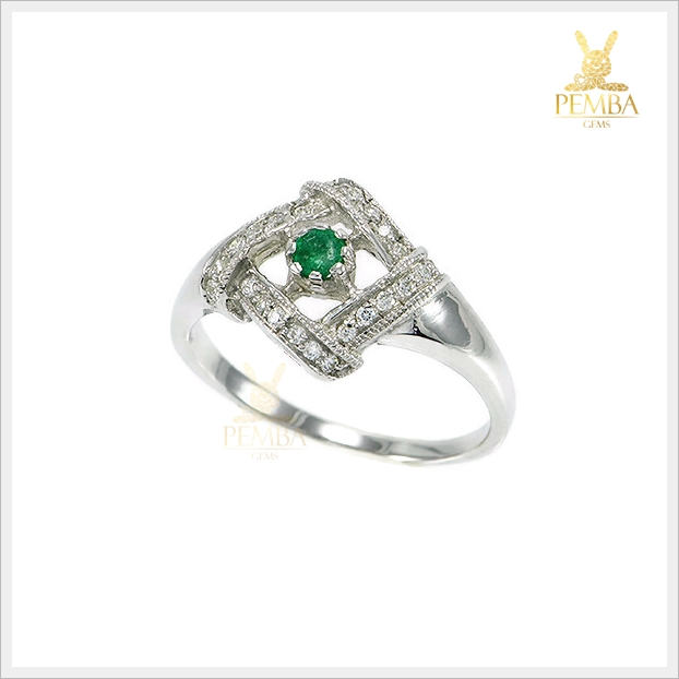 แหวนมรกตแท้ เงินแท้925 ชุบทองคำขาว แหวนพลอยแท้