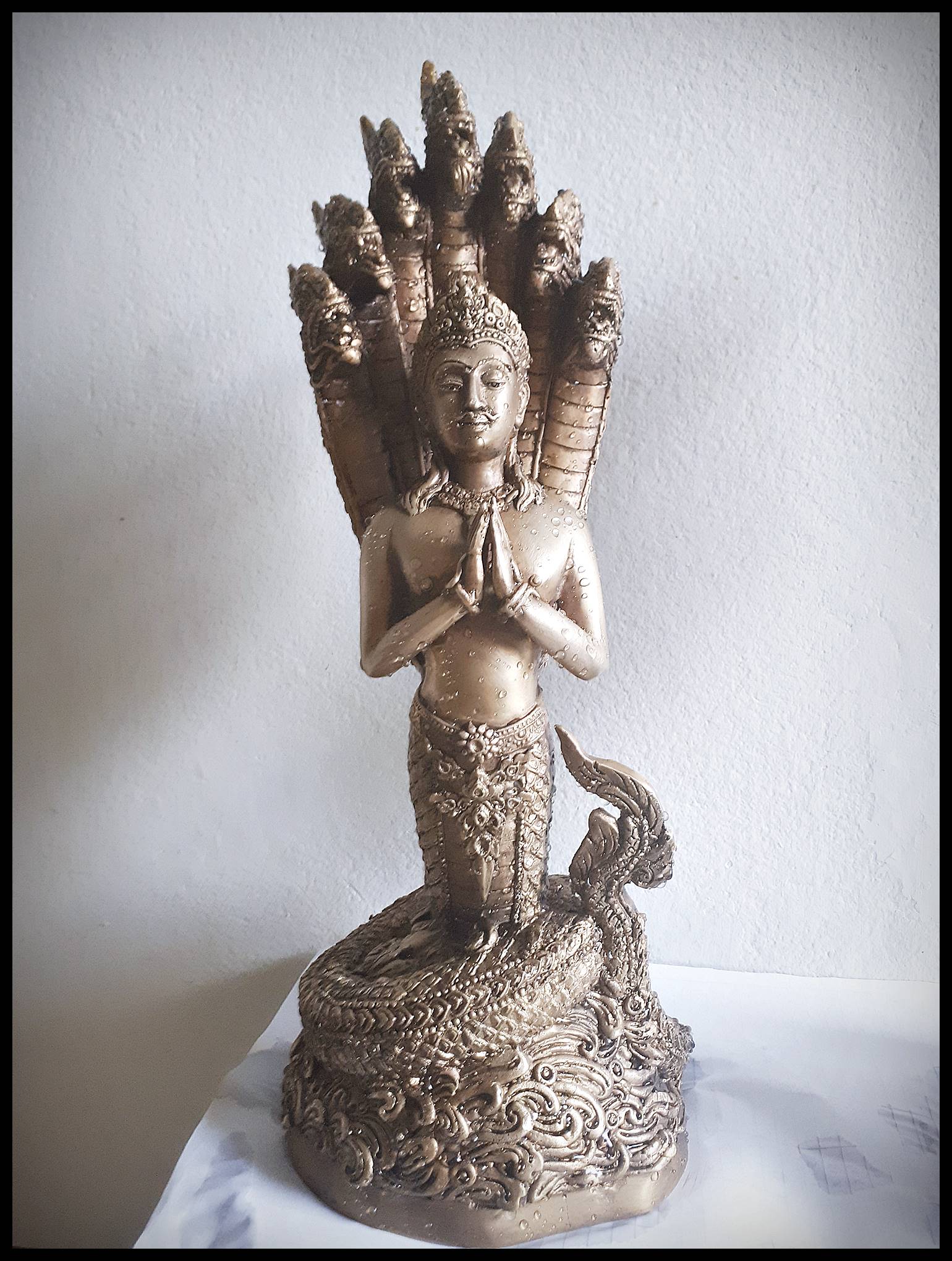 รูปหล่อ พญานาคราช ผู้ชาย ปางพรมมือ (ท่านปู่นาคา-ศรีสุทโธ) พญานาคปรก 7ตน 7เศียร โลหะทองเหลือง (ขนาดบูชา สูง15นิ้ว) (ขายปลีก ขายส่ง)