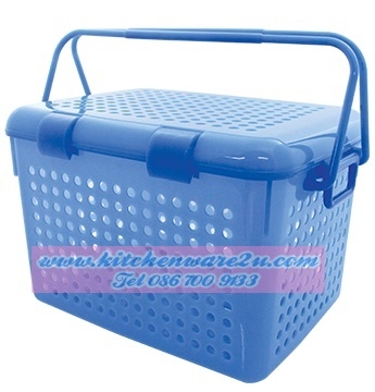 P10271 ตะกร้าหูหิ้ว ฝาปิด ขนาด 37*51*34 ซม เกรดเอ สีสวย No.2550 (ราคาส่งต่อ 12 ใบ:เฉลี่ย 200 บต่อใบ)