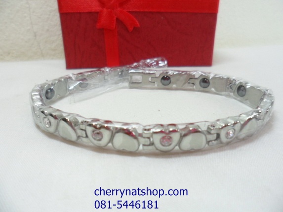 พร้อมส่งสร้อยข้อมือแม่เหล็กเพื่อสุขภาพ ,สร้อยไทเทเนียมเจอรเมเนียม, สร้อยประจุลบ รุ่นF