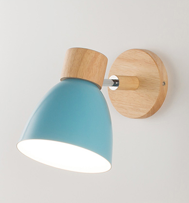 โคมไฟ Nordic ถ้วยแก้ว หัวไม้ Wall lamp