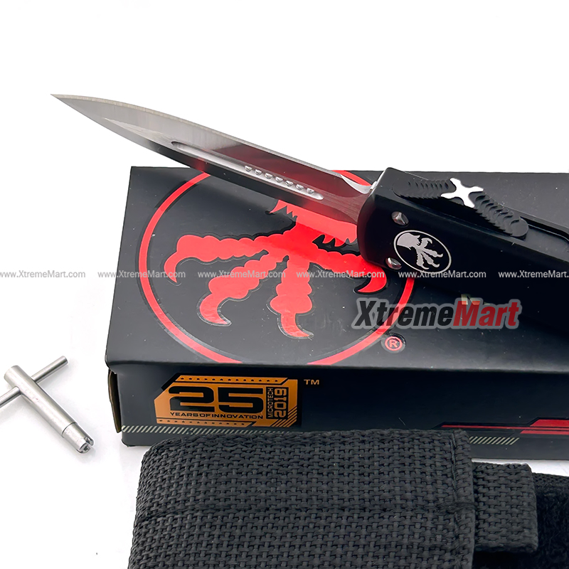 มีดสปริงขนาดกลาง Microtech (New Ultratech) คม2ด้าน ใบเงิน Combat Troodon 00556 D/E Automatic Knife