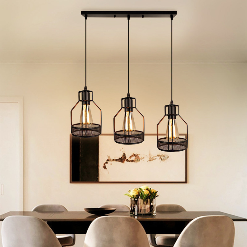 โคมไฟแขวนเพดานกรงเหล็กตกแต่งตะแกรงเจาะรูสไตล์ Retro Industrial [RYD063-D2]