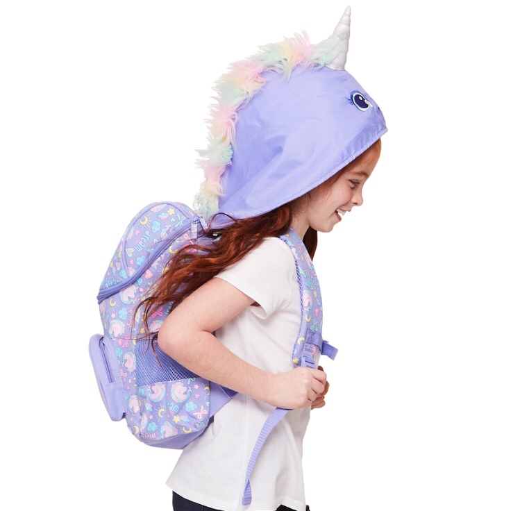 กระเป๋าเป้สะพายหลังพร้อมฮู้ดกันฝนสำหรับเด็ก Smiggle Hoodie Junior Backpack (Lilac)