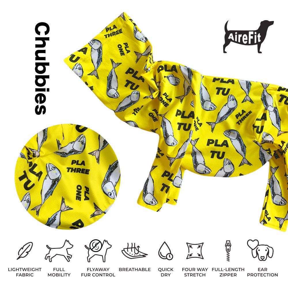 CH7 CHUBBIES PlaTu AIREFIT(TM) เสื้อกันขนร่วงสัตว์เลี้ยง ชุดสุนัขBodySuitมีซิป กันขนร่วงหมาในบ้าน รถ ป้องกันเลียแผล