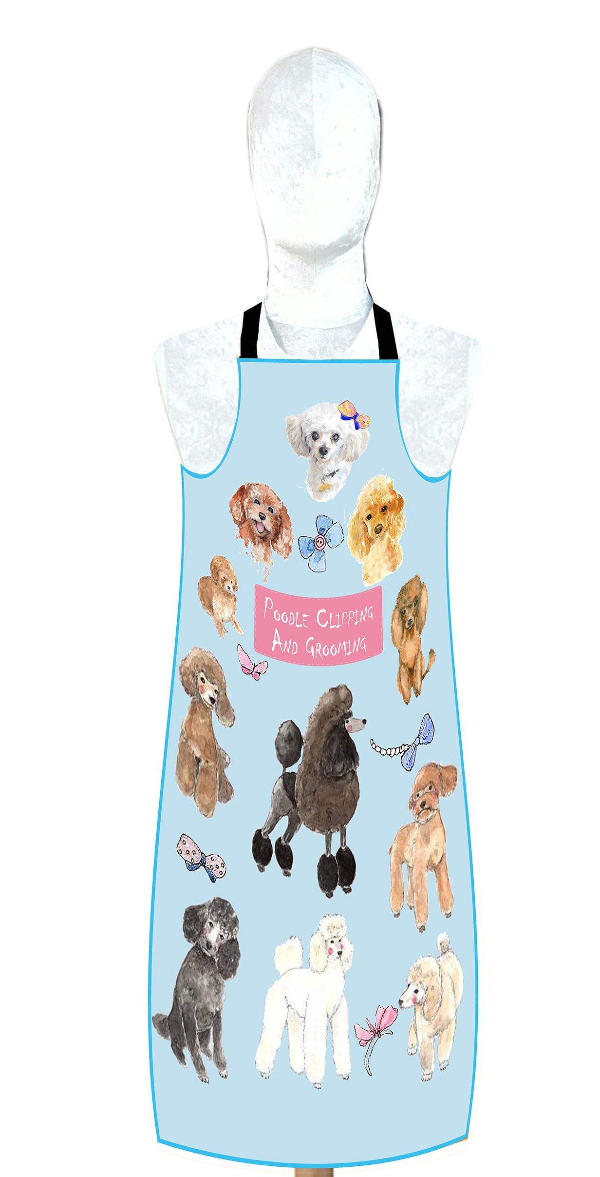 BKK Dog Print Waterproof Aprons Blue