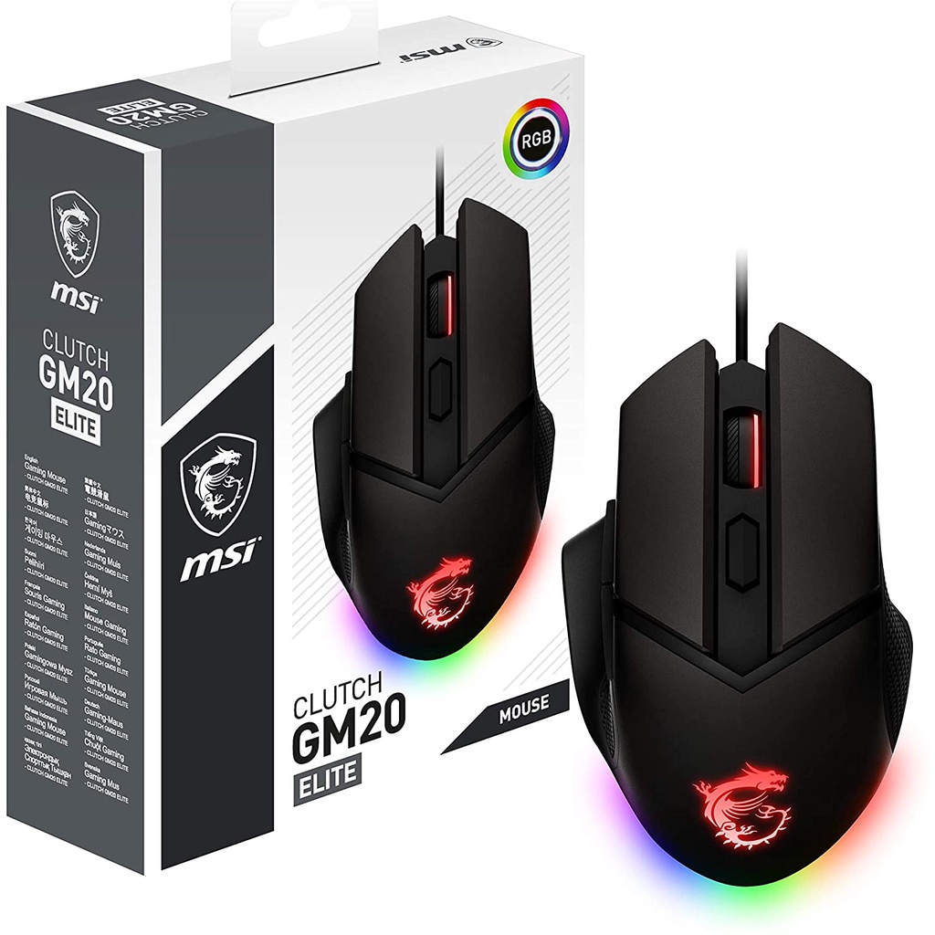 MSI CLUTCH GM20 Elite Gaming USB RGB up to 6400 DPI Mouse