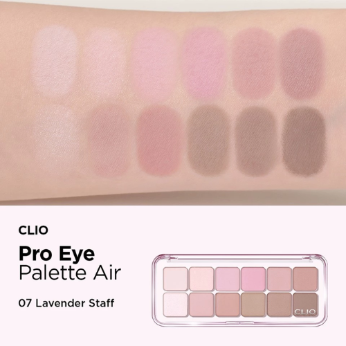 (#07 Lavender Staff) Clio Pro Eye Palette Air คลีโอ โปรอายพาเลทแอร์ อายแชโดว์พาเลท12 เฉดสี เนื้อแมต ชิมเมอร์ กลิตเตอร์ เนื้อเนียน เกลี่ยง่าย