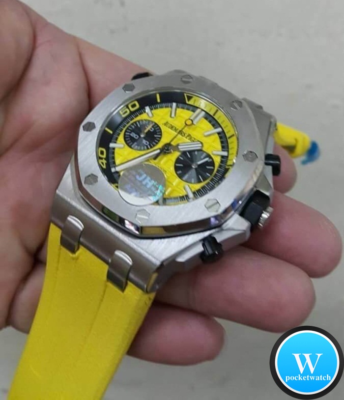 นาฬิกา Audemars Piguet Royal Oak Offshore Diver Chronograpp สีเงิน สายยางสีเหลือง