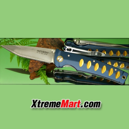 มีดพับ Mcusta Katana MC-0042C Folding Knife VG10 Tanto Blade (ด้ามสีน้ำเงินและทอง)