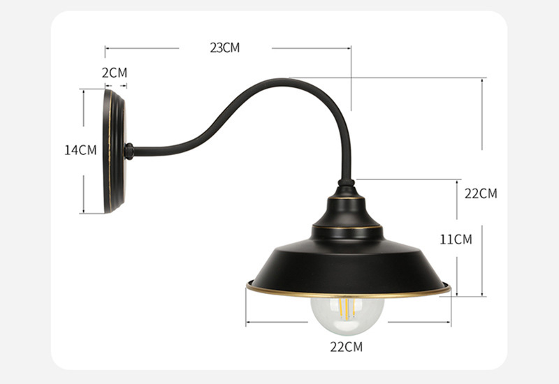 โคมไฟติดผนังก้านทรงโค้งสีทูโทนดำตัดทอง สไตล์ American Industrial [PT-01]
