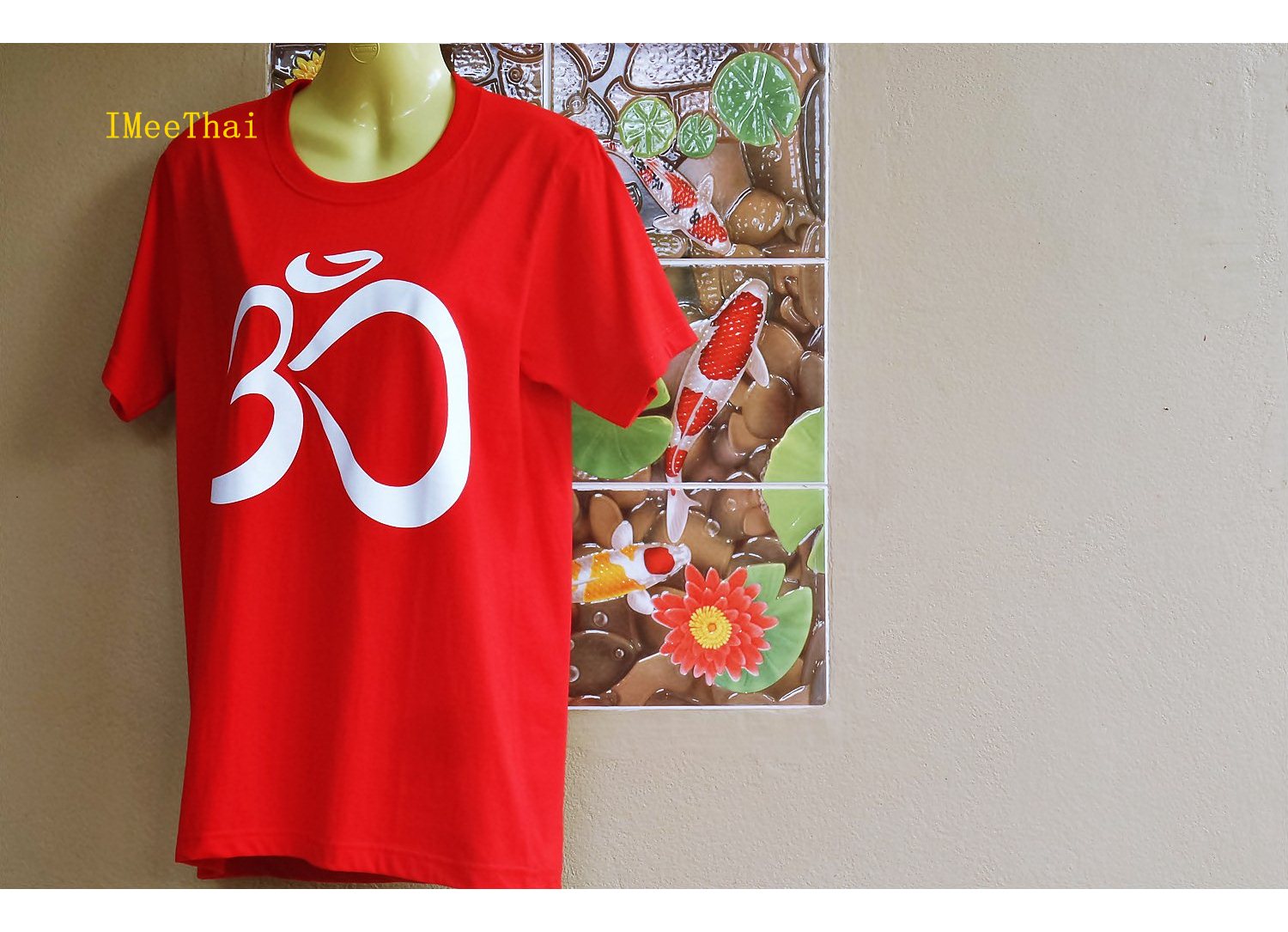 เสื้อยืด อักษร โอม พระพิฆเนศ สีแดง