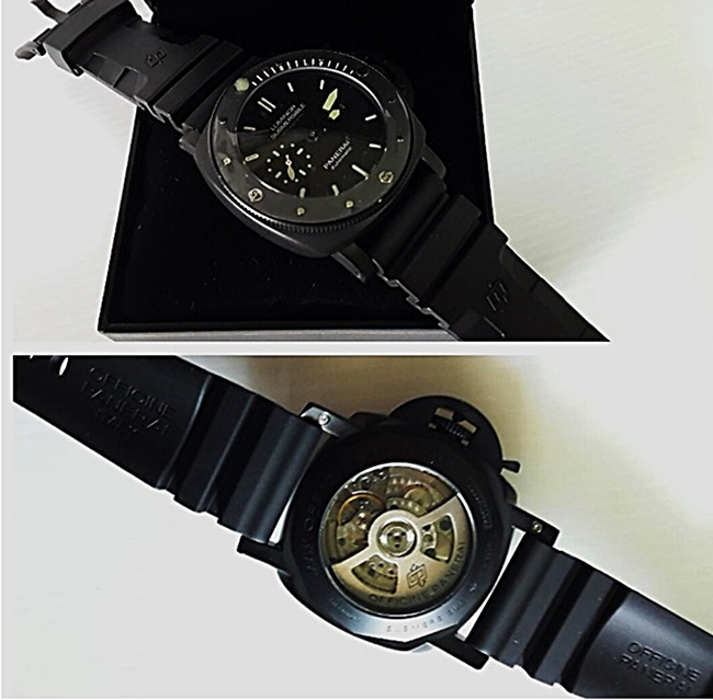 สายนาฬิกา Panerai แบบสายยางซิลิโคน สีดำ Size 26 mm.