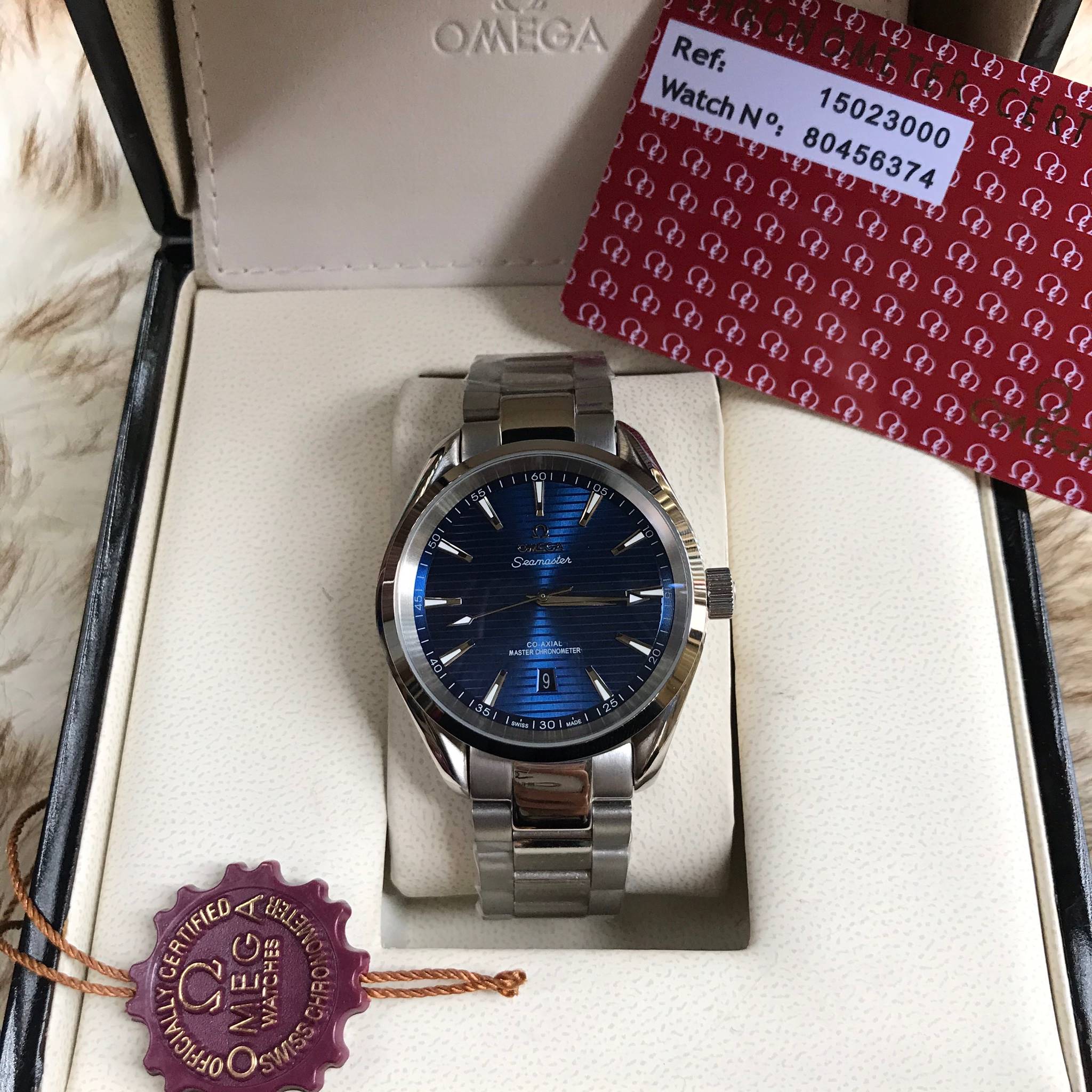 นาฬิกา Omega Seamaster Aqua Terra 41 mm.หน้าปัดน้ำเงินเข้ม สายแสตนเลส งานเกรด Top Mirror Swiss