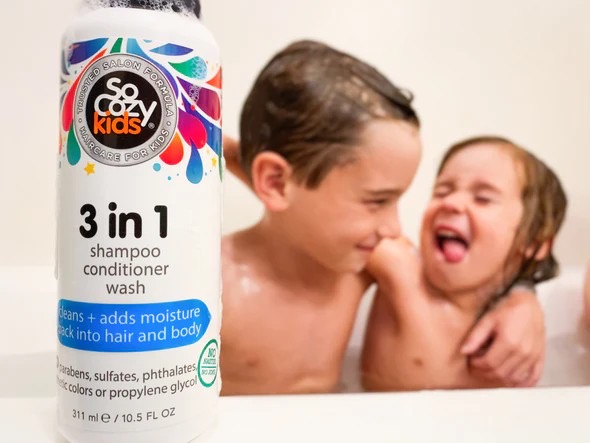 แชมพูผสมครีมนวดผมและสบู่เหลวสำหรับเด็ก SoCozy Kids 3-in-1 Shampoo + Conditioner + Wash