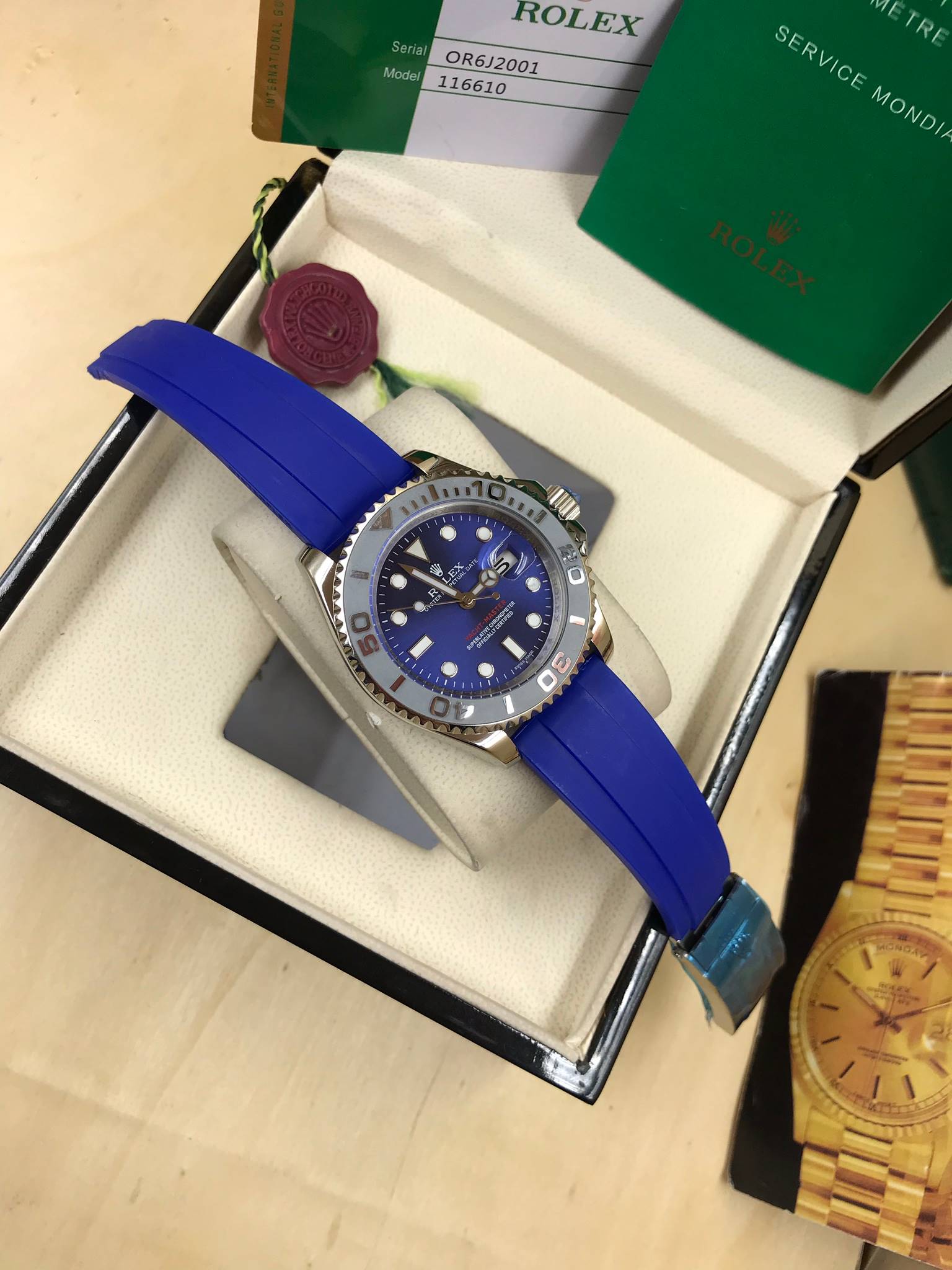 นาฬิกา Rolex รุ่น Yacht Master สีเงิน กรอบเซรามิค งาน Mirror Swiss