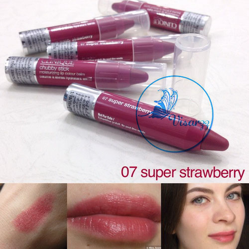 (Tester) Clinique Chubby Stick Moisturizing Lip Colour Balm 1.2 g # No.7 Super Strawberry ลิปปาล์มสีสวยที่ช่วยเพิ่มความชุ่มชื้นให้ริมฝีปาก
