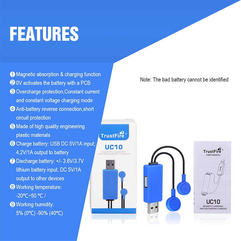 เครื่องชาร์จระบบแม่เหล็ก TrustFire Magnetic Universal Charger สำหรับแบต 18650 14500 16340 26650 32650