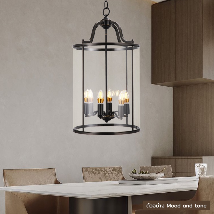 โคมไฟแขวนเพดานกระจกใสทรงกระบอกสไตล์อเมริกัน [GLS-1108]