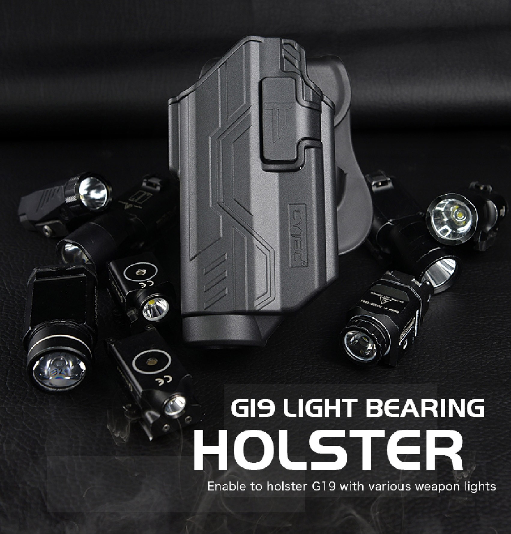 CYTAC thailand ซองพกนอก GLOCK 19 ติดไฟฉาย สามารถใช้กับไฟฉายหลายชนิด (ปลดล็อคนิ้วชี้)